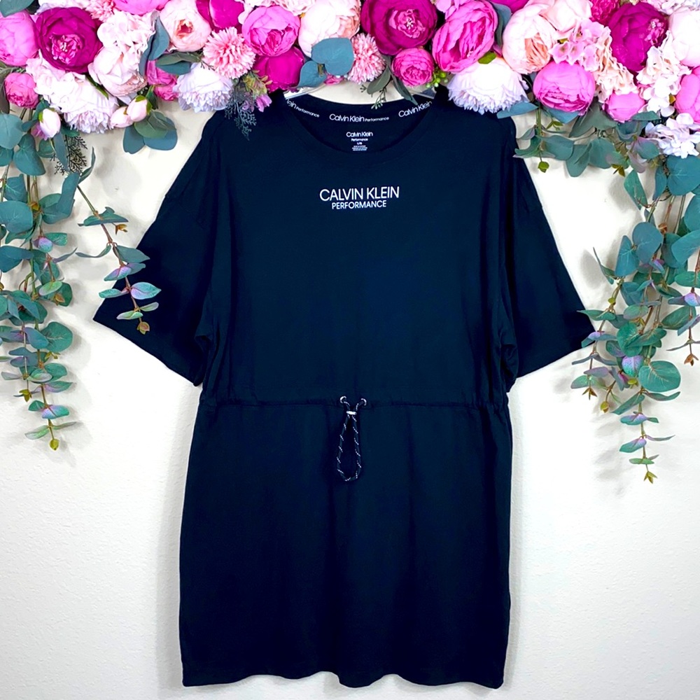 •calvin klein Performance• Black {100% cotton} |Shortsleeved Drawstring| Dress